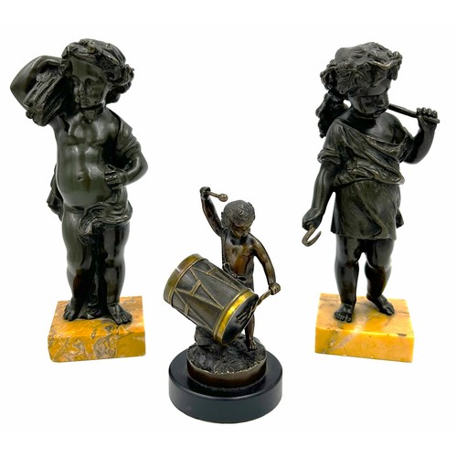 1344 - After Claude 'Clodion' Michel (1738-1814), a pair of French 19thC patinated bronze Harvest Putti, on... 