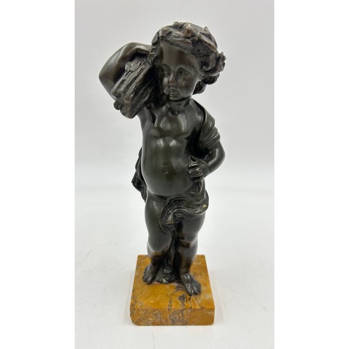 1344 - After Claude 'Clodion' Michel (1738-1814), a pair of French 19thC patinated bronze Harvest Putti, on... 