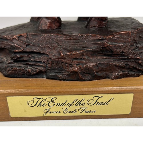 1345 - A bronze effect group, ‘End of the Trail’ in the manner of James Earle Fraser (Austin Prod. Inc. 198... 