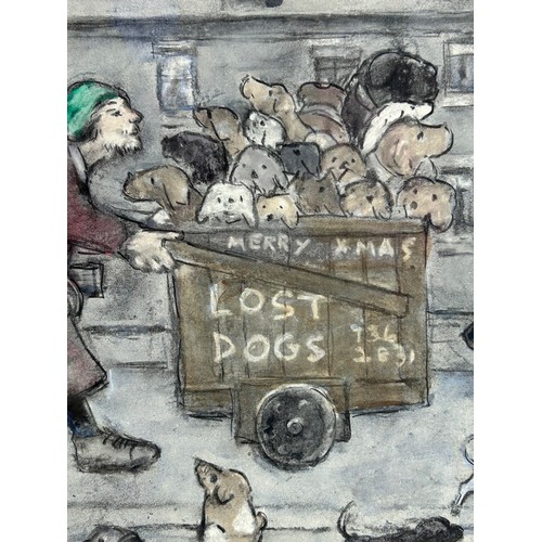 1457 - Harold Riley (British, b.1934), 'Lost dogs' colour print, signed and dated '85 in pencil lower right... 