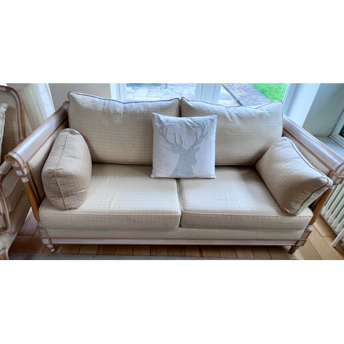 122 - A good quality French style three piece suite comprising sofa and two armchairs. Sofa 175cm w x 86cm... 