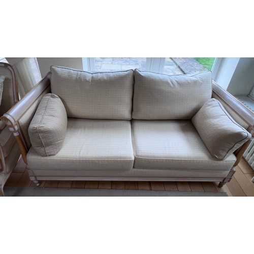 122 - A good quality French style three piece suite comprising sofa and two armchairs. Sofa 175cm w x 86cm... 