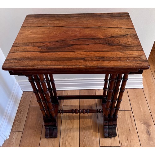 124 - A nest of three rosewood tables. Tallest 71cm h x 50cm w x 37cm d.