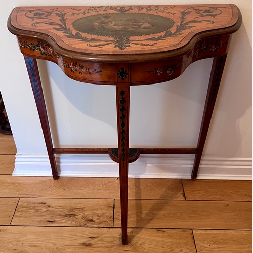 125 - A painted satinwood side table with retail label to back, Edward’s & Roberts 148-160 Wardour St. Lon... 