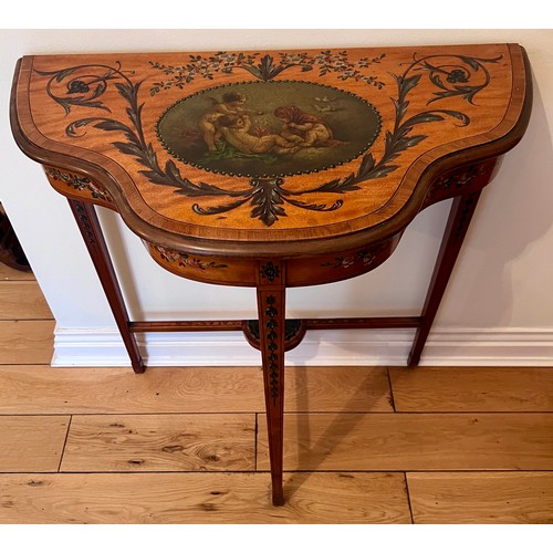 125 - A painted satinwood side table with retail label to back, Edward’s & Roberts 148-160 Wardour St. Lon... 