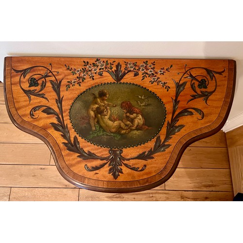 125 - A painted satinwood side table with retail label to back, Edward’s & Roberts 148-160 Wardour St. Lon... 