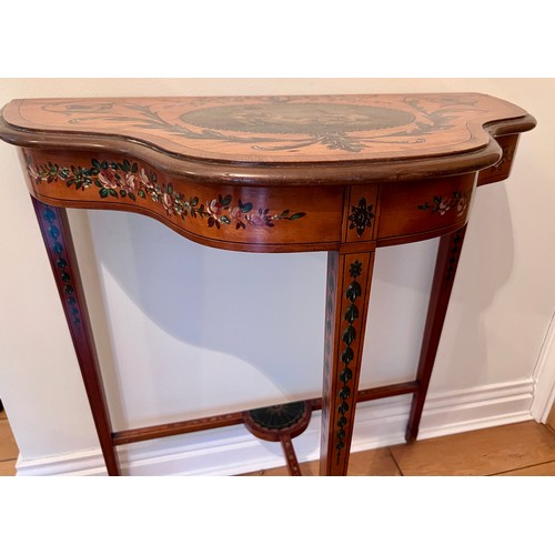 125 - A painted satinwood side table with retail label to back, Edward’s & Roberts 148-160 Wardour St. Lon... 