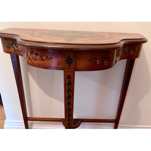 125 - A painted satinwood side table with retail label to back, Edward’s & Roberts 148-160 Wardour St. Lon... 