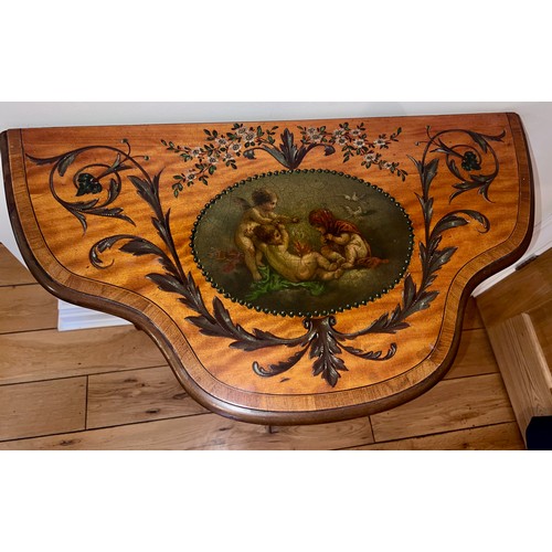 125 - A painted satinwood side table with retail label to back, Edward’s & Roberts 148-160 Wardour St. Lon... 