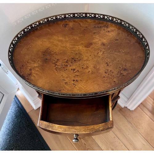 130 - A 20thC two tier French style side table with brass galleried top. 70cm h x 44cm w x 31cm d.