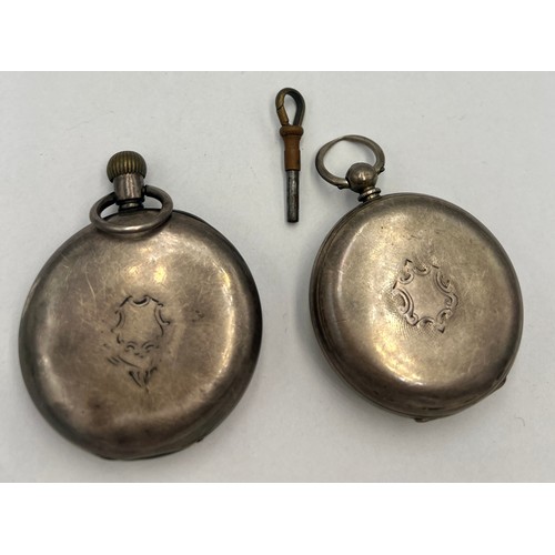 740 - Two late 19thC hallmarked silver pocket watches. Total weight 188gm.