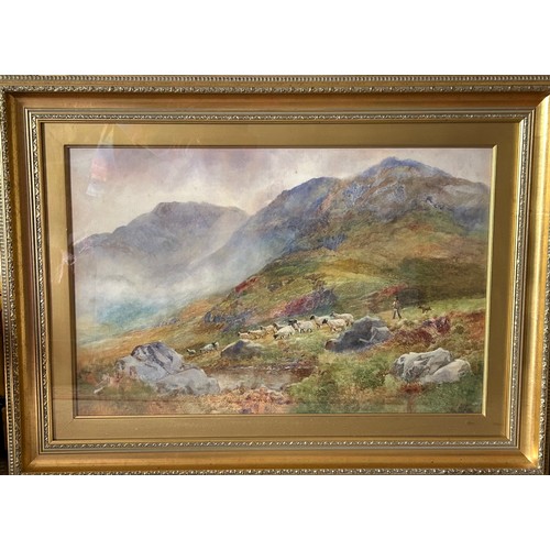 1484 - Arthur Stanley Wilkinson (c.1860 - 1930), a watercolour 'Scottish Highland Landscape with Shepherd, ... 