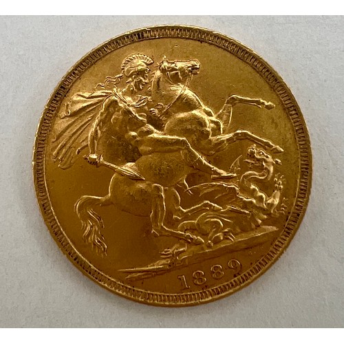 833 - A Victorian full sovereign 1889.