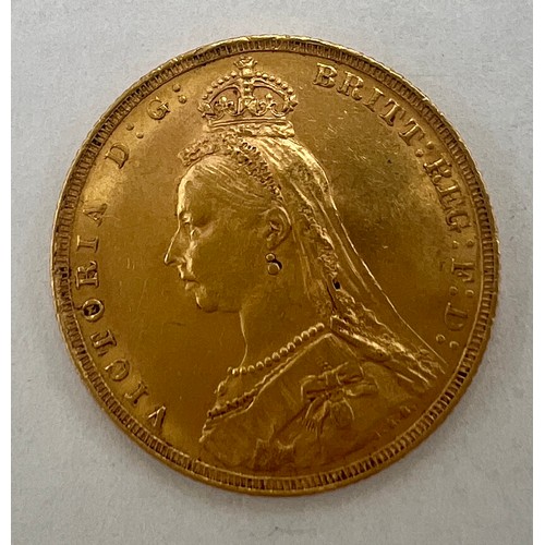 833 - A Victorian full sovereign 1889.