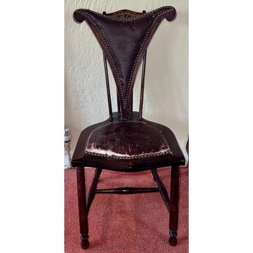 119 - Side chair with upholstered seat and dated to back 1897.