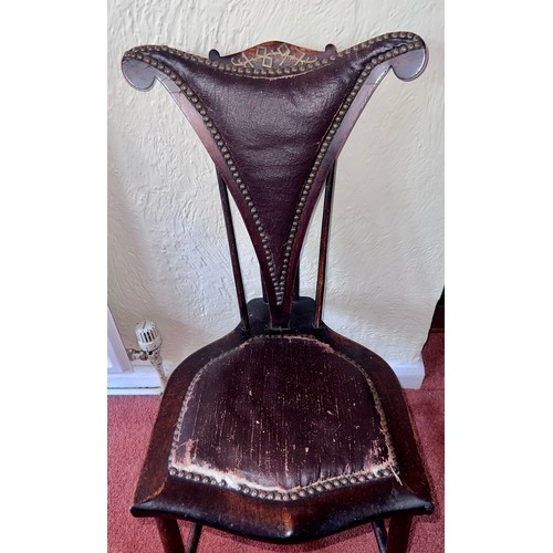 119 - Side chair with upholstered seat and dated to back 1897.