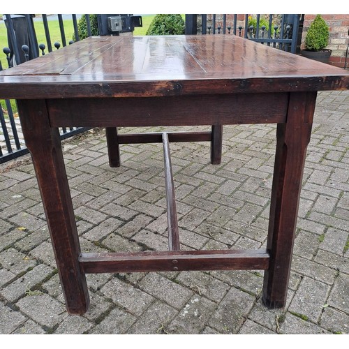 120 - A 19thC oak farmhouse table with single drawer to one end. 79 h x 148 w x 85cm d.