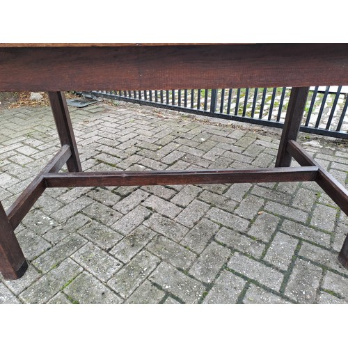 120 - A 19thC oak farmhouse table with single drawer to one end. 79 h x 148 w x 85cm d.