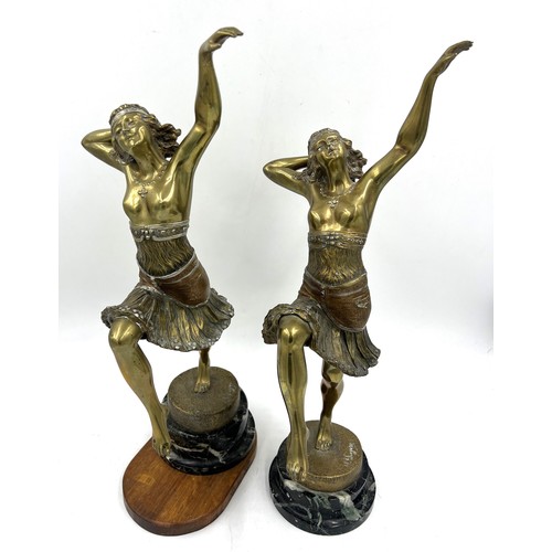 1331 - Two Henri Fugère (1872-1944) bronze dancers, La Danse de Salome. Both signed to base. One with added... 