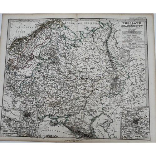 1471 - A collection of 33 unframed maps, various ages by Stieler, J&C Walker, Cooper, Andre, Stanford's etc... 