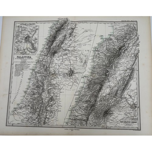 1471 - A collection of 33 unframed maps, various ages by Stieler, J&C Walker, Cooper, Andre, Stanford's etc... 