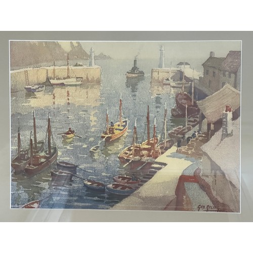 1486 - George Ayling (British, 1887-1960) watercolour 'Harbour in Cornwall' signed lower right. Sight size ... 