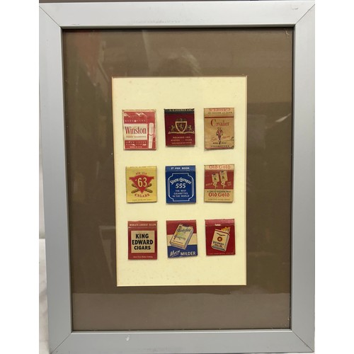 996 - A collection of 54 matchbox covers in 6 glazed frames together with a BMW limited edition print  413... 