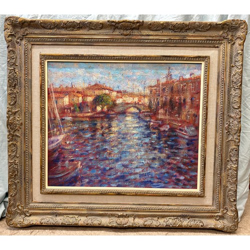 1502 - John MACKIE (1953) 'Port Grimaud' France oil on canvas, exhibited at the Harrogate festival 1989. Si... 