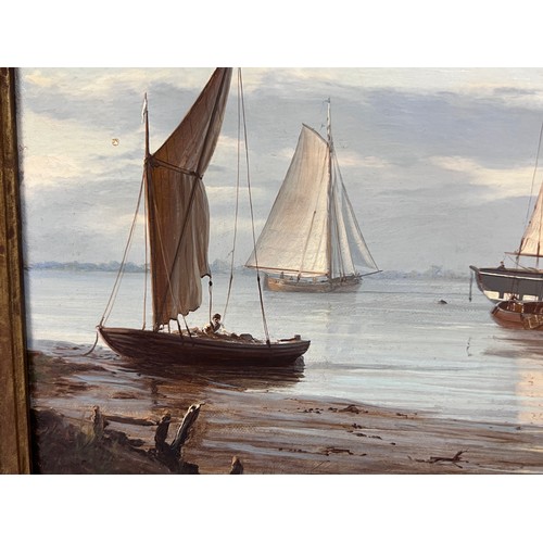 1507 - John Steven Dews (b.1949). A pair of oil on canvas of coastal scenes, ships in calm waters near the ... 