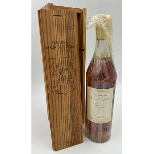 1279 - Armagnac Baron De Lustrac 1958 no. L5827298 to reverse, 40% 70cl.