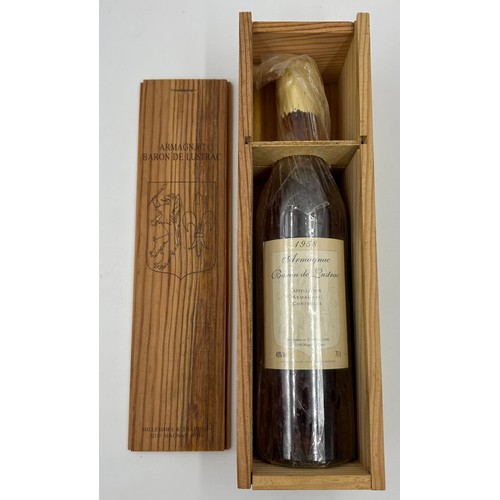 1279 - Armagnac Baron De Lustrac 1958 no. L5827298 to reverse, 40% 70cl.