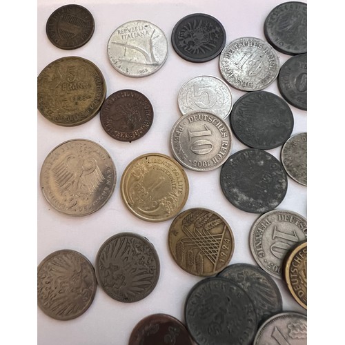 830 - Coins and notes to include mostly German, various dates and values together with crowns Fifty Plastr... 