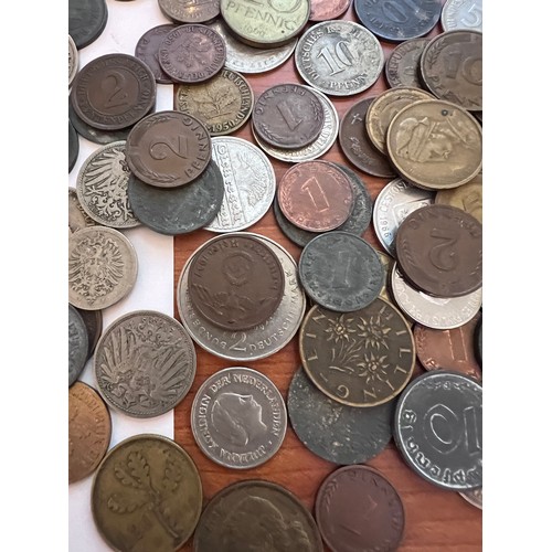 830 - Coins and notes to include mostly German, various dates and values together with crowns Fifty Plastr... 