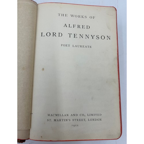 1162 - Complete works of Alfred Lord Tennyson 1917 Macmillan & Co Ltd leather bound along with a 1913 Autog... 