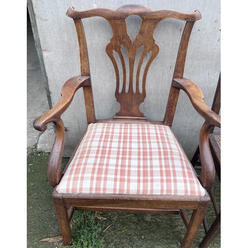 137 - Two 18thC chairs, one carver 71cm w and cane seated chair.