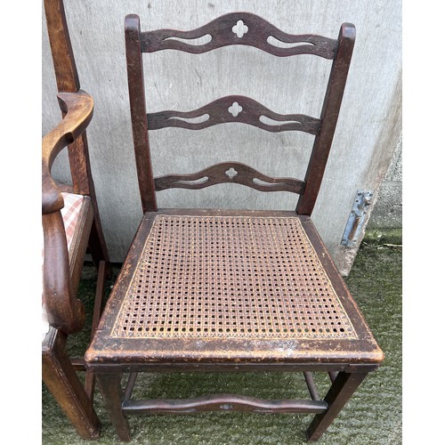 137 - Two 18thC chairs, one carver 71cm w and cane seated chair.