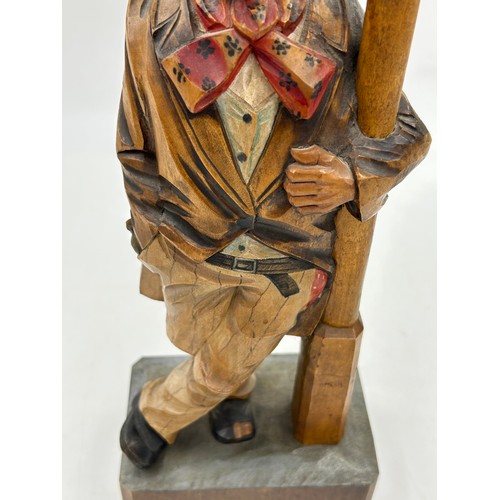 1360 - A 1930's German wood 'Whistling Tramp automaton table lamp, whistles to the tune 'Ah my little Augus... 