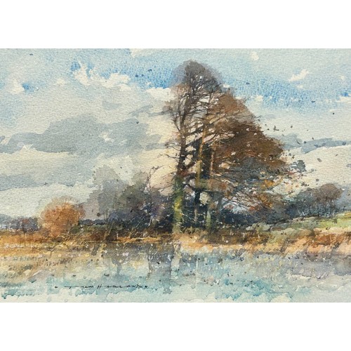 1511 - Tom Harland (1945-2012) watercolour, 'Autumn Gale'. Signed lower left and to the reverse. Sight size... 