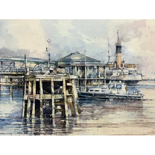 1510 - Tom Harland (1945-2012) a large watercolour 'A Late Afternoon in Winter, Victoria Pier, Hull'. Image... 