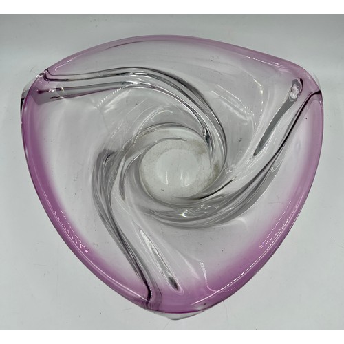 468 - A mid century Val St. Lambert glass bowl. Marked to base. 39cm x 33cm.