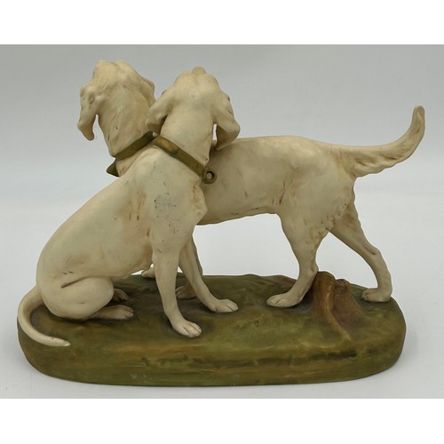 342 - A Royal Dux porcelain model of two retrievers, 21 cm h x 27 cm w together with 3 x  Burleigh  Ware j... 