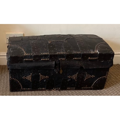 1358 - A 19thC brass studded dome-top casket bearing the original paper label G. Insall, 19 St Augustine's ... 