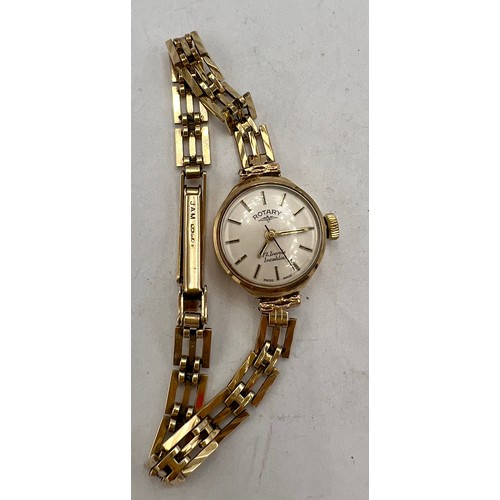 745 - A 9 carat gold cased ladies Rotary wristwatch on 9 carat gold bracelet. Total weight 14.1gm.