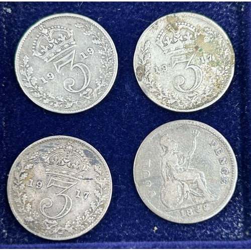 1363 - Items to include: a 1797 Cartwheel penny, a Victorian silver crown 1900, 4 x silver sixpences, a min... 