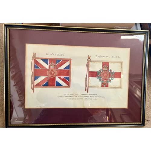 1149 - Watercolour depicting 4th battalion East Yorkshire Regiment colours presented by his majesty King Ed... 