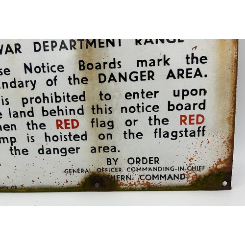 1441 - Vintage War Department Enamel Danger sign produced by R & A Main Ltd, 36cm x 26cm.