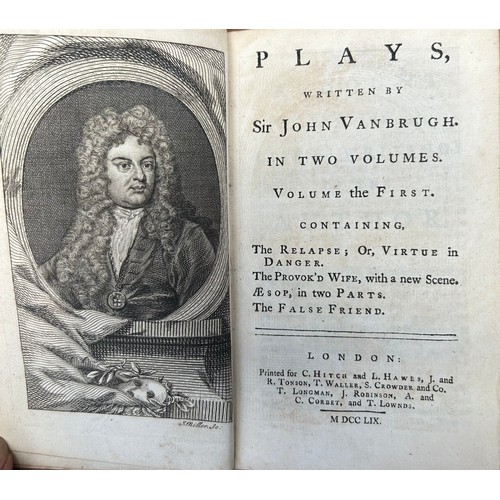 1177 - Plays. Vanbrugh, Sir John. Plays. London. C. Hitch et al. 1759. 2 vols. Full calf. Vol 1 pp. 21 - 
2... 