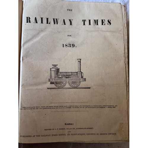 1178 - Railways. The Railway Times for 1839 & 1840. London. The Railway Times Office. 1839 - 
1840. Half ca... 