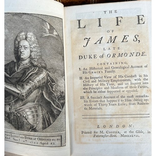 1183 - Memoir/Biography. Butler, James 2nd Duke of Ormonde. The Life of. London. M. Cooper. 
1747. Full cal... 