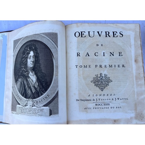 1210 - Racine, Jean. Oeuvres. London. J. Tonson and J. Watts. 1723. 2 vols. 4to. Full calf, respined. 
With... 